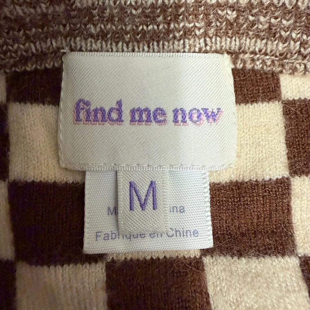 Find Me Now Brown Checkered Cardigan M - Picture 4 of 7